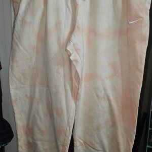 Nike Sportswear Essential Pants Womens L Peach Tie Dye NEW DM6714-800 Joggers